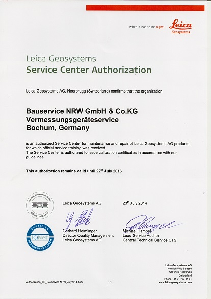 Leica Zertifikat 2014
